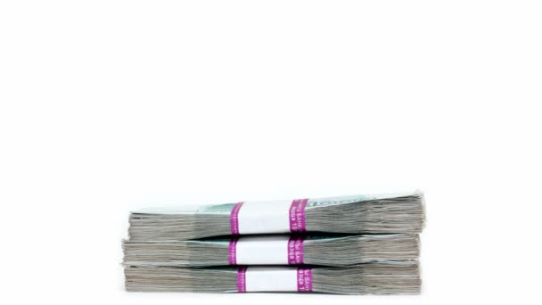 Money concept - stack of banknotes packages increases and decreases — Stok video